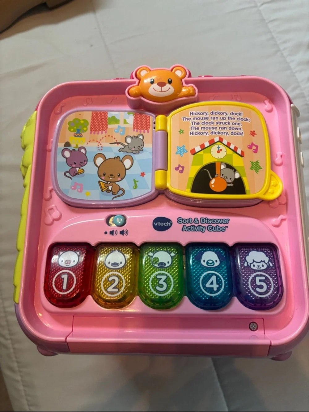 Interactive Pink and Green Sensory Activity Cube for Toddlers